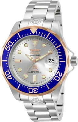 Obrázok produktu pre Invicta Grand Diver 13788 Pánske Hodinky - Automatické Hnutie - Nerezová Oceľ so Strieborným Ciferníkom - 47 mm