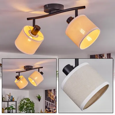 Produktbild von Schiavonea skandinavische Deckenlampe aus Metall/Stoff in Schwarz/Beige/Weiß