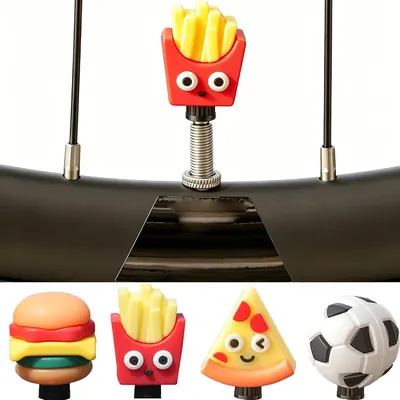 Productafbeelding van Ventieldopjes siliconen - 4 stuks - Fastfoodmotief