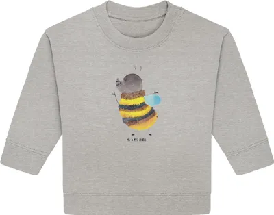 Produktbild von Mr. & Mrs. Panda Organic Baby Pullover Hummel flauschig 24. - 36. Monat - Heather Grey - Geschenk, Lustige Sprüche, Natur, Bullover, Biene, Blume