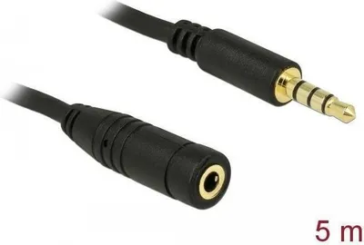 Productafbeelding van Delock - Verlengkabel voor headset - 4-polige mini-stekker (mannelijk) naar 4-polige mini-stekker (vrouwelijk) - 5 meter - Zwart