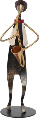 Obrázok produktu pre Socha saxofonistu, ručne vyrobená figúrka saxofonistu zo železa, dekoratívna socha hudobného nástroja, hudobník, bytová dekorácia