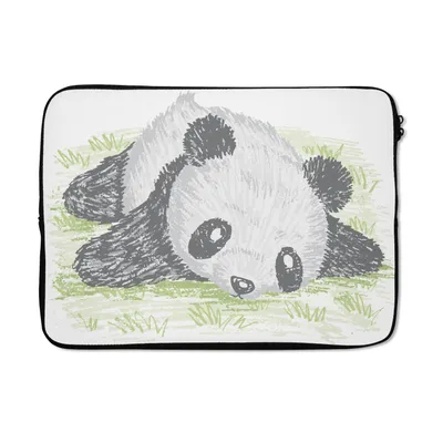 Produktbild von MuchoWow® Laptop Hülle 13 Zoll Tiere - Panda - Gras Laptoptasche - Laptophülle - Sleeve - Rundumschutz