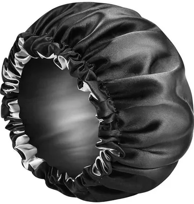 Produktbild von Satin-Schlafmütze - Satin-Schlafmütze - Schwarze Nachtmütze - Satin - Nachtmütze - Haarschutz - Satinhaube - Schlafmütze - Haube - CHPN