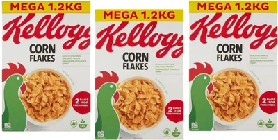 Produktbild von 3er-Pack Kellogg's Corn Flakes der knusprige Klassiker Frühstückscerealien 1,2Kg Megapack