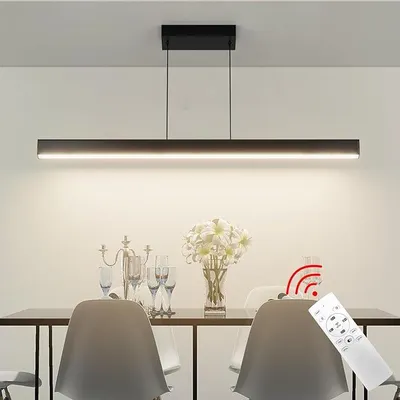 Zdjęcie produktu dla Lampa wisząca LED, 36W, lampa sufitowa z pilotem, możliwość regulacji temperatury barwowej od 3000K do 6000K, nowoczesna lampa wisząca do salonu i sypialni, długość 100 cm, kolor czarny