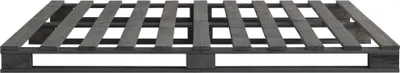 A simple product shot of a wooden pallet bed frame.