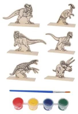 Zdjęcie produktu dla Drewniany zestaw do kolorowania dinozaurów, 6 elementów.