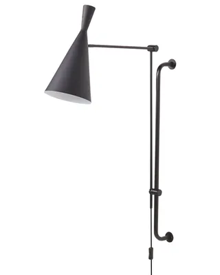Zdjęcie produktu dla BELIANI Lampa ścienna czarna metalowa kinkiet 1-punktowa oświetlenie światło ruchome ramię kinkiet nowoczesna industrialna salon sypialnia