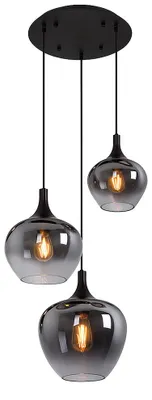 Produktbild von Hängeleuchte, Metall, Glas, rauchfarben, 3 flammig