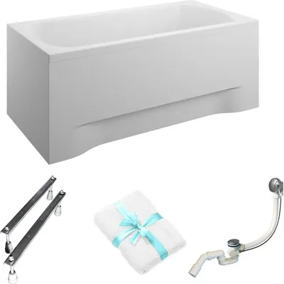 Produktbild von Aqua For You | Badewanne - Polimat Rechteckige Badewanne Classic Slim - 170 x 70 Cm - Antibakterielle Beschichtung - Weißer Siphon – Füße - mit Verkleidung
