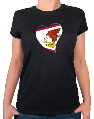 Produktbild von Huuraa Damen T-Shirt Amerikanisch-Samoa Flagge Herz S Black Bio Baumwolle Fairtrade Damenshirt Geschenkidee