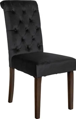 Image de CLP Chaise de salle à manger Lisburn avec dossier design Chesterfield,marron velours