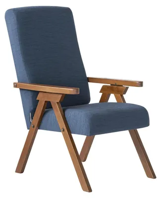 Relaxsessel aus Buchenholz, Liegefunktion, Blau, 3 Positionen
