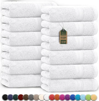 Produktbild von Frottier Gästetücher 12er Pack 30x50cm, 100% Baumwolle, Weiß