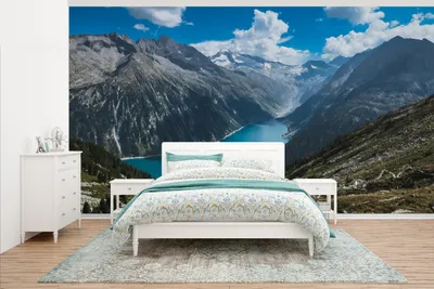 Produktbild von MuchoWow® Fototapete für Wohnzimmer oder Schlafzimmer Wandtapete Vinyl Motivtapete Österreich - See - Berg - 465x260 cm - Hintergrundbild