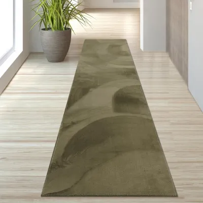 Produktbild von Teppich grün weich pflegeleicht saugrobotergeeignet für Wohnbereiche Größe - 80 x 300 cm
