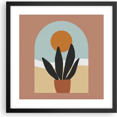 Produktbild von Gerahmtes Poster - Schwarzer Rahmen - Minimalistisch Fenster Blume - 40x40 cm - Wand Bild - Wanddeko - Wandbilder - Kunstposter - Wandposter - Bilderrahmen - Bilder - Kunstdruck - P2BAC40x40-4473