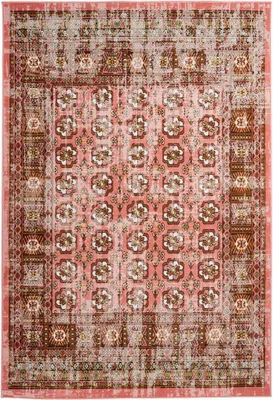 Produktbild von Qiyano Teppich für Wohnzimmer Skandi Patwork Blumenmuster kariert rot, 200 x 290 cm