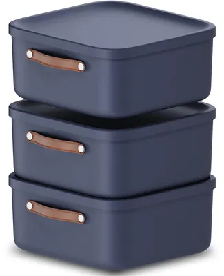 Produktbild von Rotho 3er-Set Aufbewahrungsbox 20 L Maloja - Kunststoffbox mit Deckel - Stapelbox 39,5 x 38,0 x 17,7 cm - Plastikbox Ordnungsbox Allzweckkiste
