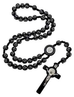 Image de Chapelet à perles avec croix, noir - Art Sacrum