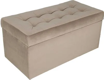Obrázek produktu pro mg designová čalouněná stolička, 45x90 cm, barva béžová - měkký sedák, skládací s úložným prostorem (105 l) vydrží zatížení až 100 kg