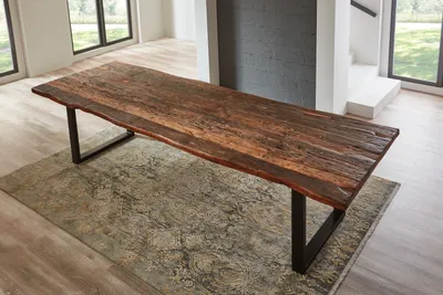 Produktbild von Baumkantentisch Rough Wood Platte 260 cm schwarz Ramon