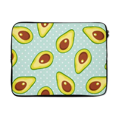 Produktbild von MuchoWow® Laptop Hülle 17 Zoll Laptoptasche Avocado - Muster - Polka dots - Zipper - Schutzabdeckung