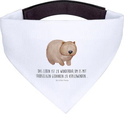 Produktbild von Mr. & Mrs. Panda Halstuch Wombat - Weiß - Geschenk, Motivation, Hundehalstuch, Das Leben Ist schön, Lustige Sprüche, Für Hunde, Spruch, Australien, Tuch, Hund