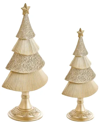 Produktbild von BELIANI Weihnachtsdekoration 2er Set Gold Handgefertigt Groß Weihnachtsbaum Dekofiguren Tischdekoration