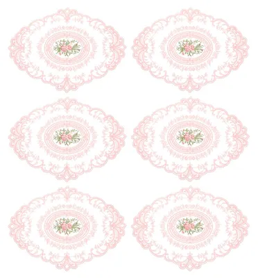 Platzsets, 6 Stück, oval, bestickt, 42x31 cm, rosa