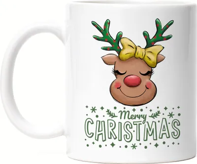 Produktbild von Merry Christmas Tasse Weiß Geschenkidee Rentier-Fans Rudolf Süßes Motiv für Weihnachten für Familie Freunde