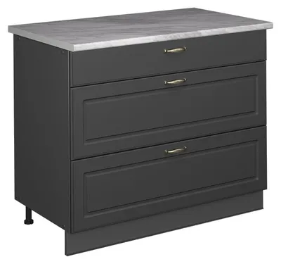 Imagen del producto de Mueble bajo de cocina Vicco Fame-Line Antracita-Oro Landhaus/Antracita 100 cm, ET Mármol, Model 62008