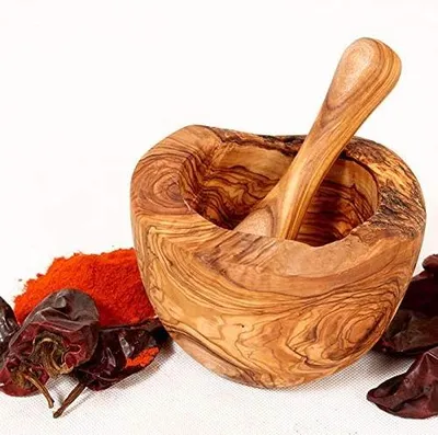 Obrázek produktu pro Solidchoice - Mrazivník z olivového dřeva s tlouklem, ručně vyrobený, 12 cm