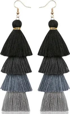 Image de Boucles d'oreilles QU-32600 - Noir élégantes KP32600