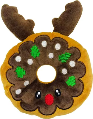 Produktbild von Pettimania Hundespielzeug X-Mas Rentier-Donut aus Plüsch