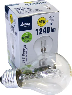 Produktbild von Leuci Halogen Glühbirne 70W = 90W/100W E27 Glühlampe Halo Goccia klar warm dimmbar