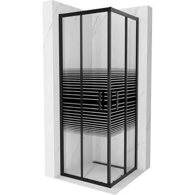Obrázok produktu pre Mexen Rio štvorcová sprchová kabína 70 x 70 cm, pruhy, čierna - 860-070-070-70-20