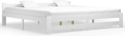 Image de Cadre de lit sans matelas blanc bois massif de pin 200x200 cm