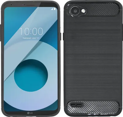 Image de cofi1453® Housse en silicone carbone compatible avec LG Q6 (M700N) TPU Case Soft Handyhülle Cover Housse de protection noire