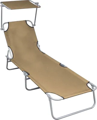 Produktbild von "2026 Promotion" Sonnenliege 1 Person, Klappliege, mit Sonnenschutz Taupe Aluminium - Liegestuhl CC26606