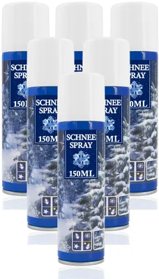 Produktbild von 6x Kunstschnee - Spraydose mit Dekoschnee - Schneespray Weihnachten - Sprühschnee Snowspray Fensterspray Schnee Spray Deko Schnee 150ml