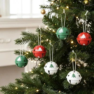 6er-Set Weihnachtsglocken aus Eisen, mehrfarbig, 4-5 cm