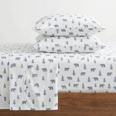 Productafbeelding van Bauer Bears and Trees Sheet Set, Twin, Medium Blue