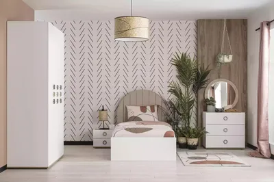 Produktbild von Garnitur Kinderzimmer Komplete Bett Kindermöbel Holz Weiß Set 5tlg