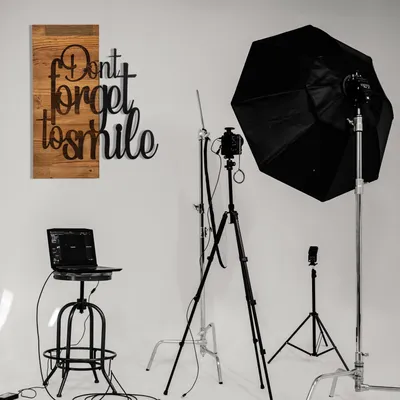 Image de Wallity, Dont Forget To Smıle, Décoration murale, noir, bois, 47 x 58 cm