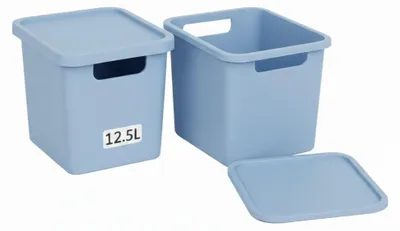 Produktbild von Aufbewahrungsboxen mit Deckel 2er-Set 12,5 Liter Blau