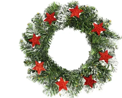 Immagine prodotto di Ghirlanda natalizia artificiale decorata verde STELLE 30 cm per tavola e appesa