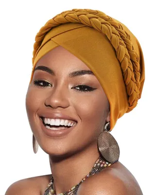 Zdjęcie produktu dla Turban damski z warkoczem, nakrycie głowy, czapka dla osób po chemioterapii, chusta na głowę, czapka do spania, poliester, 1 sztuka