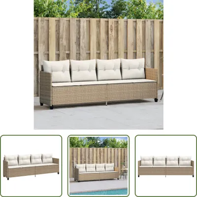 Produktbild von The Living Store Sonnenliege mit Kissen Beige Poly Rattan